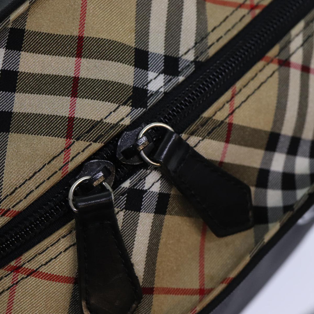 BurberrySs Nova Check Blue Label Hand Bag Canvas Black Auth ti1775