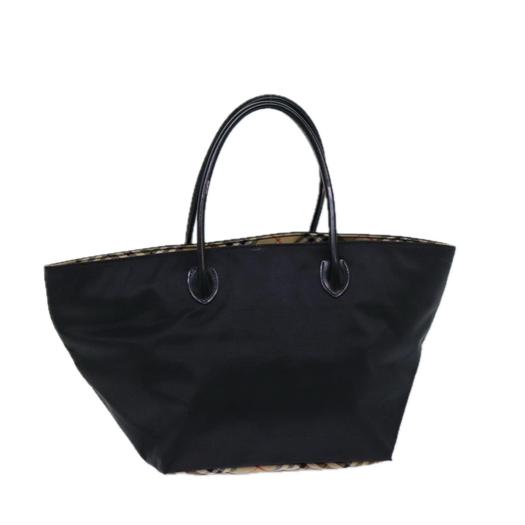 BurberrySs Nova Check Blue Label Hand Bag Canvas Black Auth ti1775
