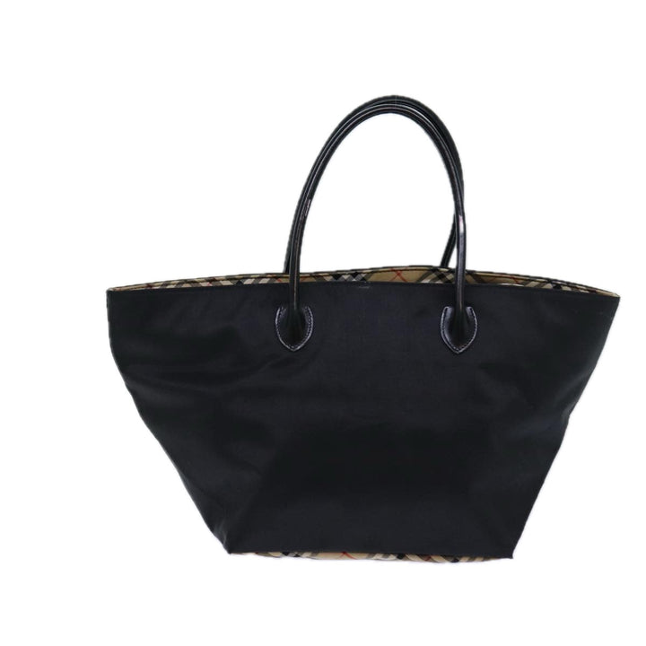 BurberrySs Nova Check Blue Label Hand Bag Canvas Black Auth ti1775
