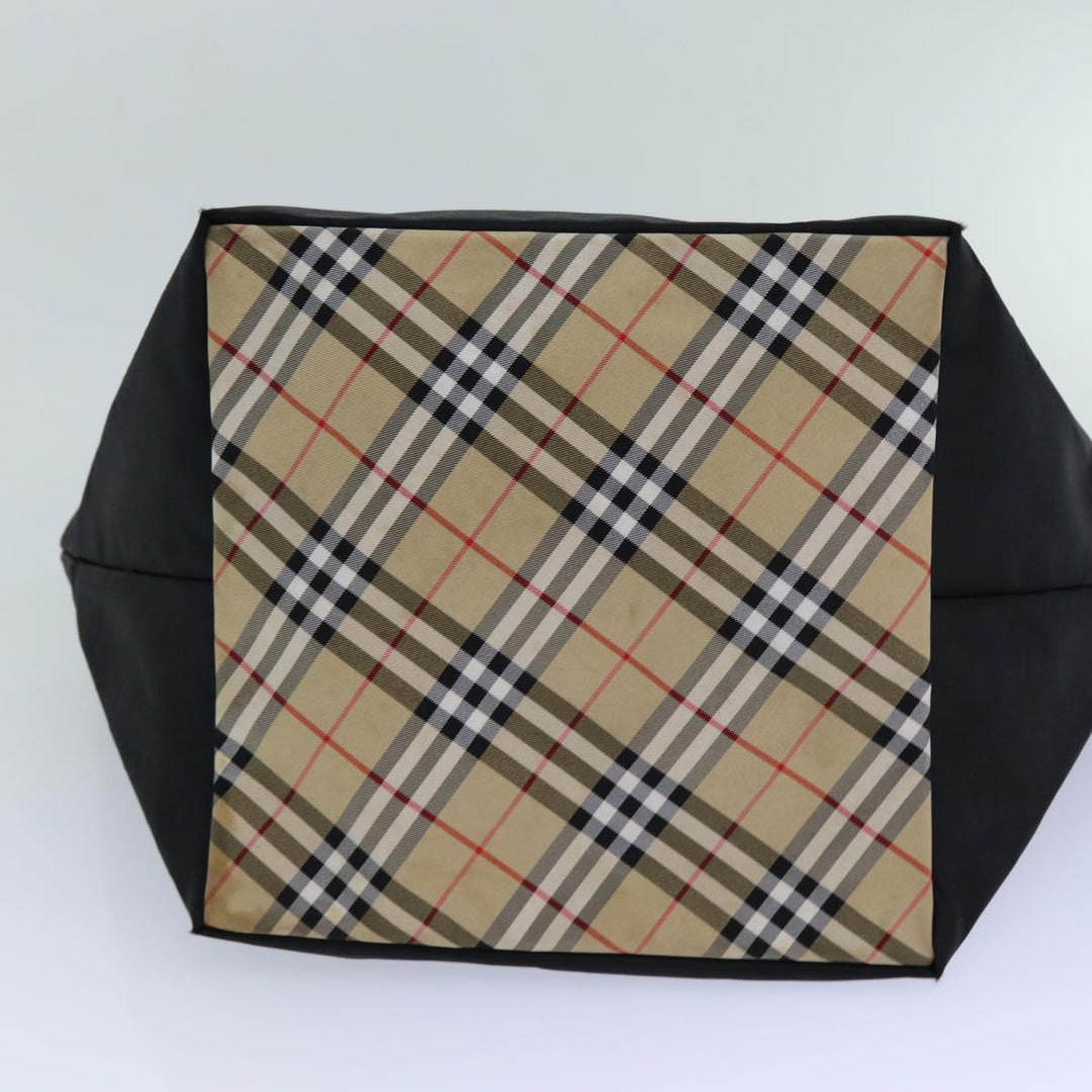 BurberrySs Nova Check Blue Label Hand Bag Canvas Black Auth ti1775