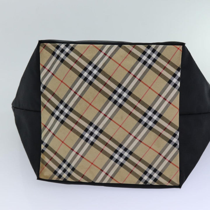 BurberrySs Nova Check Blue Label Hand Bag Canvas Black Auth ti1775