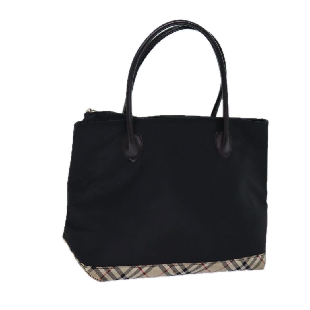 BurberrySs Nova Check Blue Label Hand Bag Canvas Black Auth ti1780