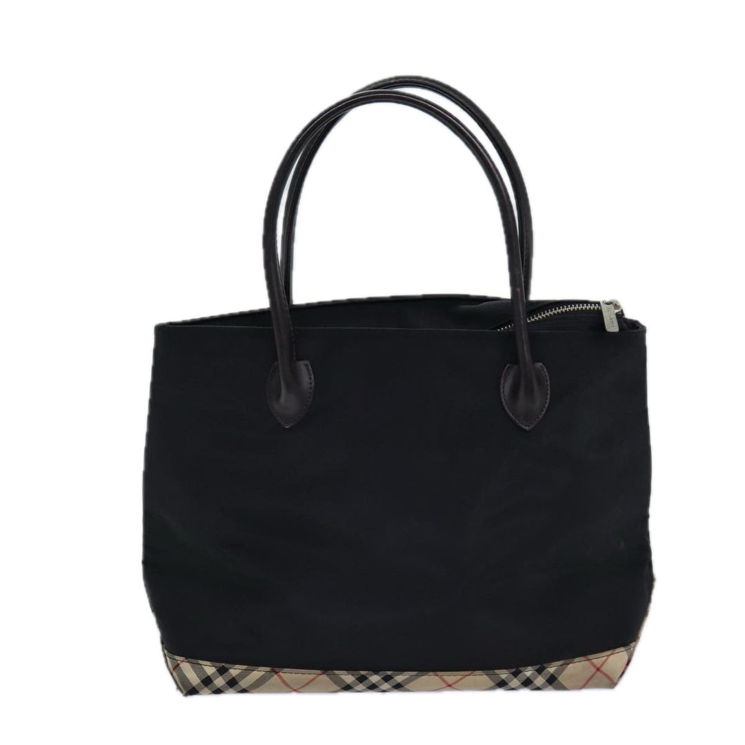 BurberrySs Nova Check Blue Label Hand Bag Canvas Black Auth ti1780