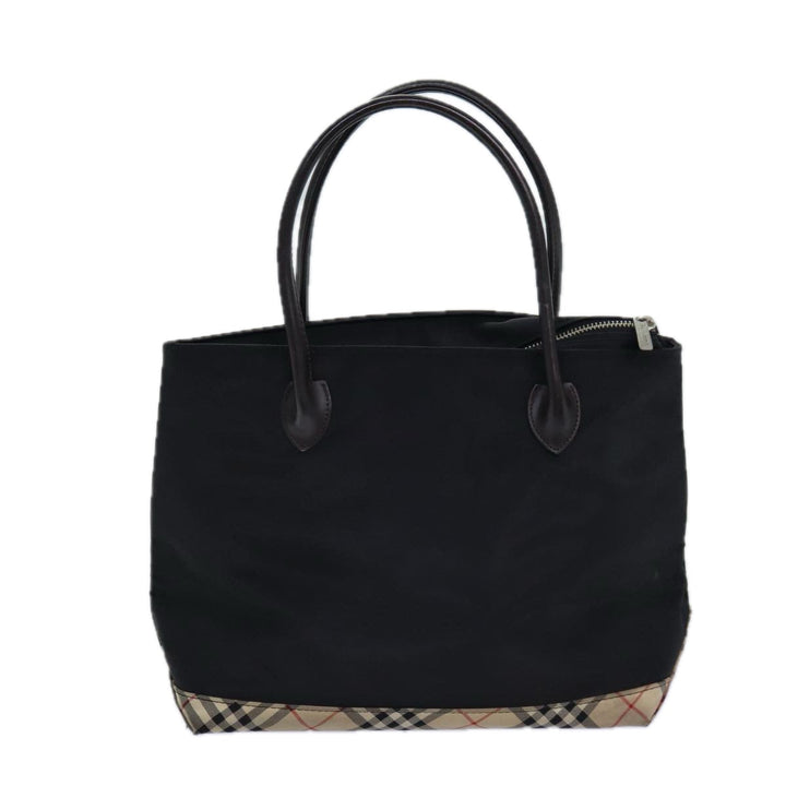 BurberrySs Nova Check Blue Label Hand Bag Canvas Black Auth ti1780