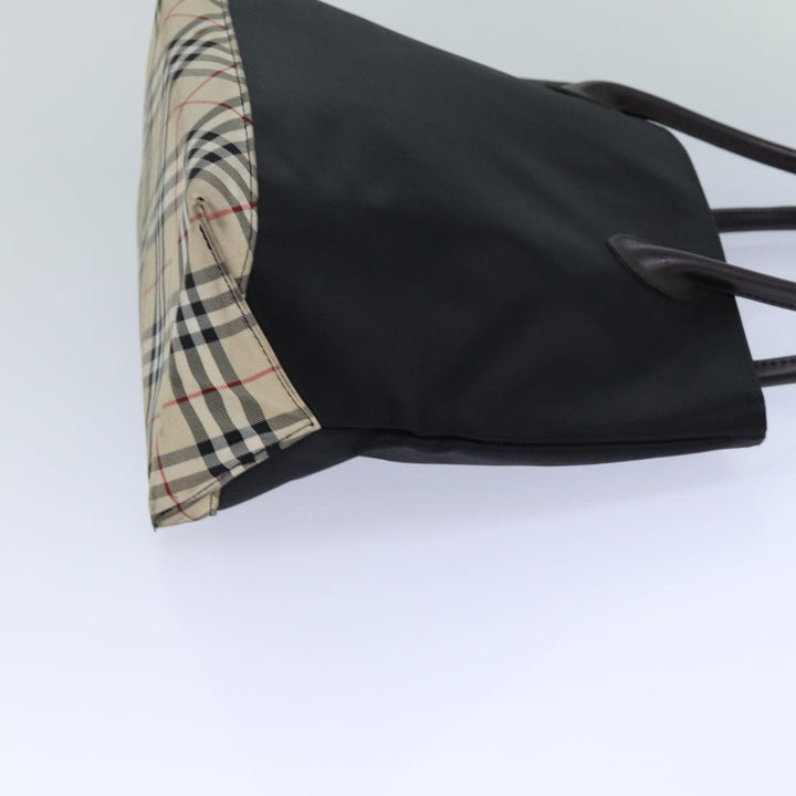 BurberrySs Nova Check Blue Label Hand Bag Canvas Black Auth ti1780