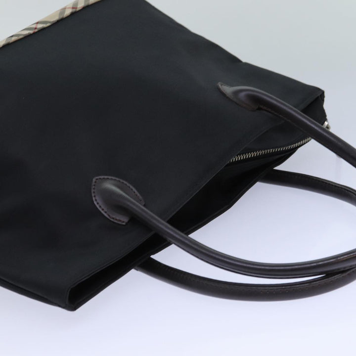 BurberrySs Nova Check Blue Label Hand Bag Canvas Black Auth ti1780
