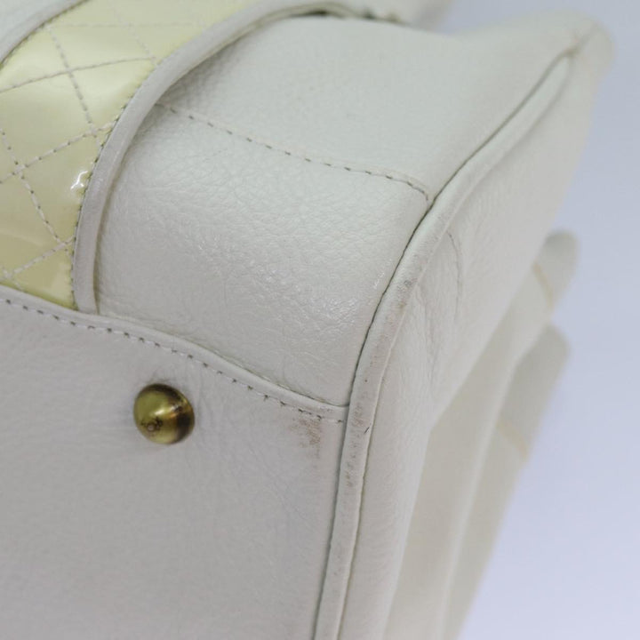 Burberry Hand Bag Leather White Auth ti1784