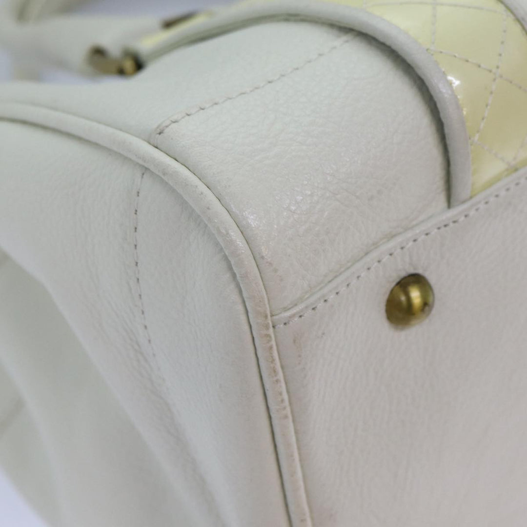 Burberry Hand Bag Leather White Auth ti1784