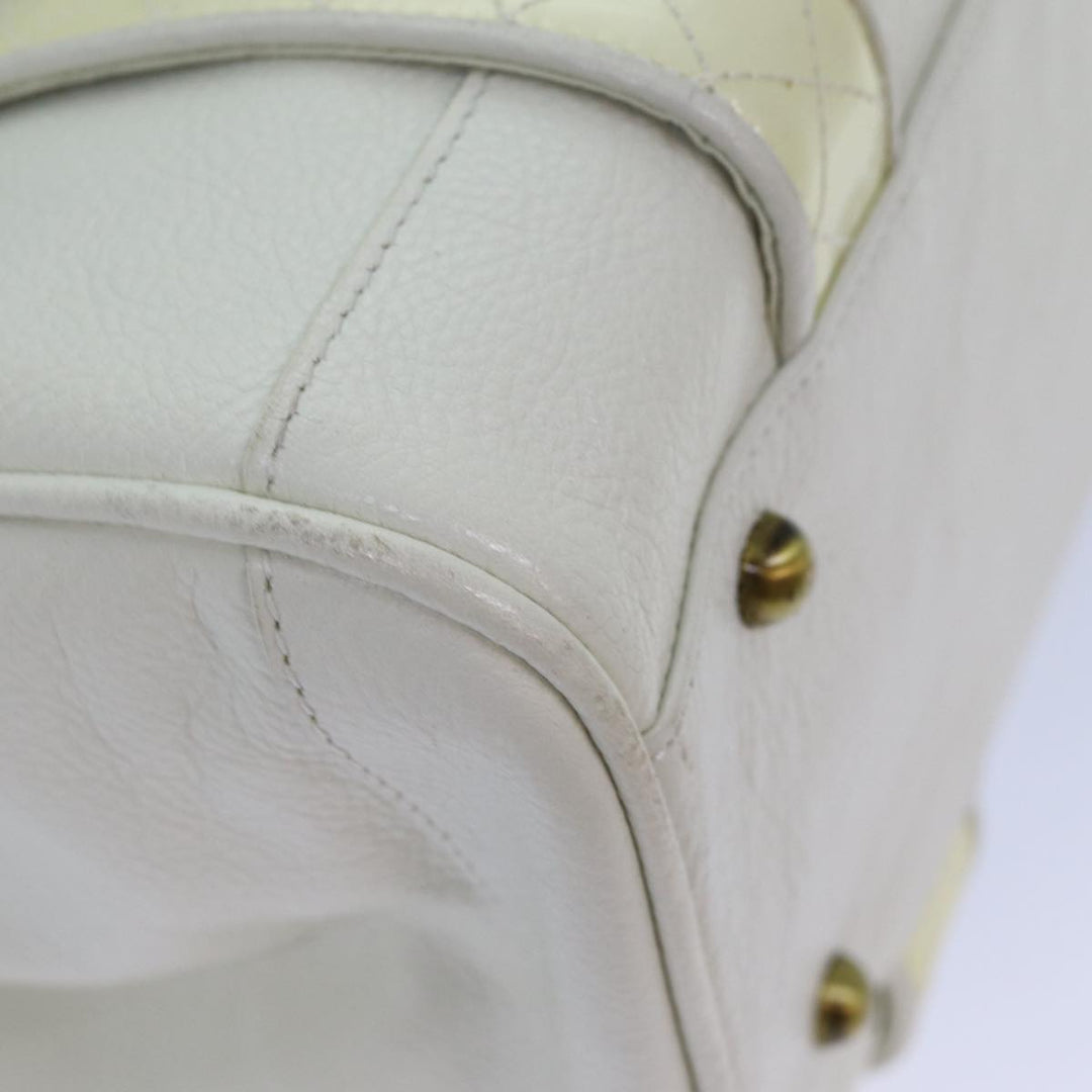 Burberry Hand Bag Leather White Auth ti1784