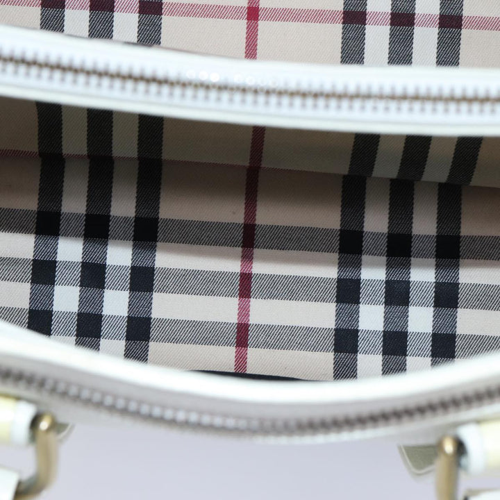 Burberry Hand Bag Leather White Auth ti1784