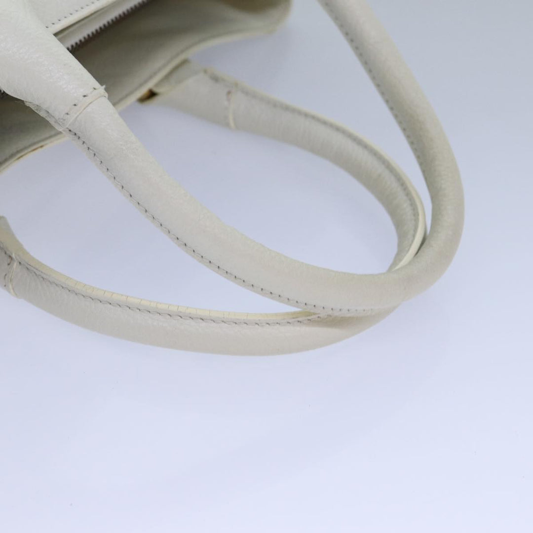 Burberry Hand Bag Leather White Auth ti1784