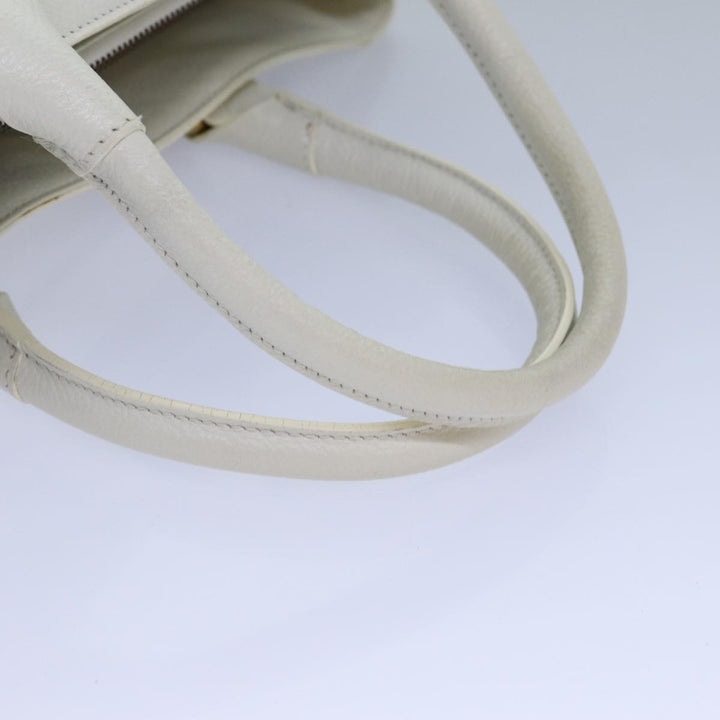 Burberry Hand Bag Leather White Auth ti1784