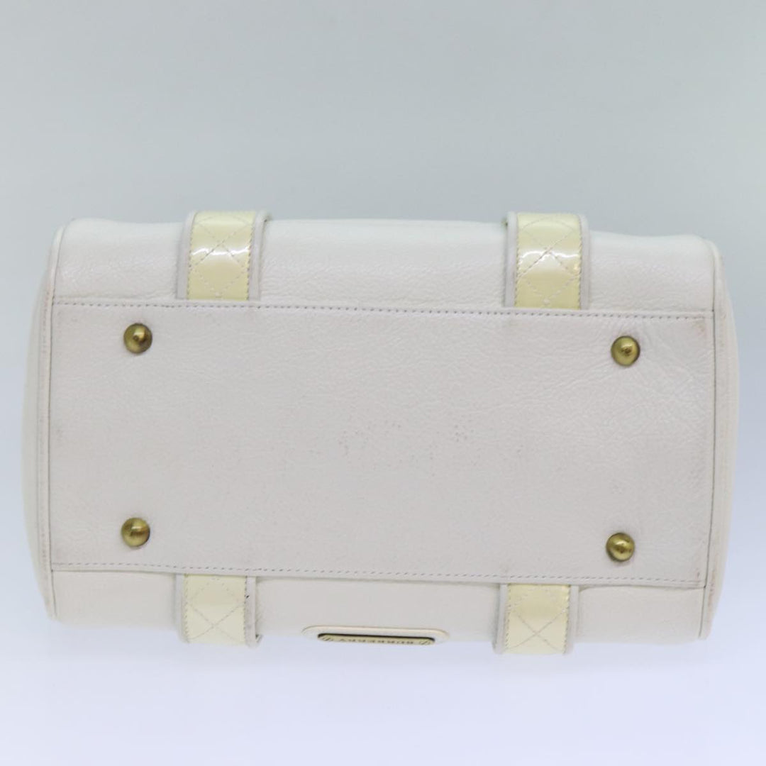 Burberry Hand Bag Leather White Auth ti1784