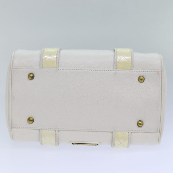 Burberry Hand Bag Leather White Auth ti1784