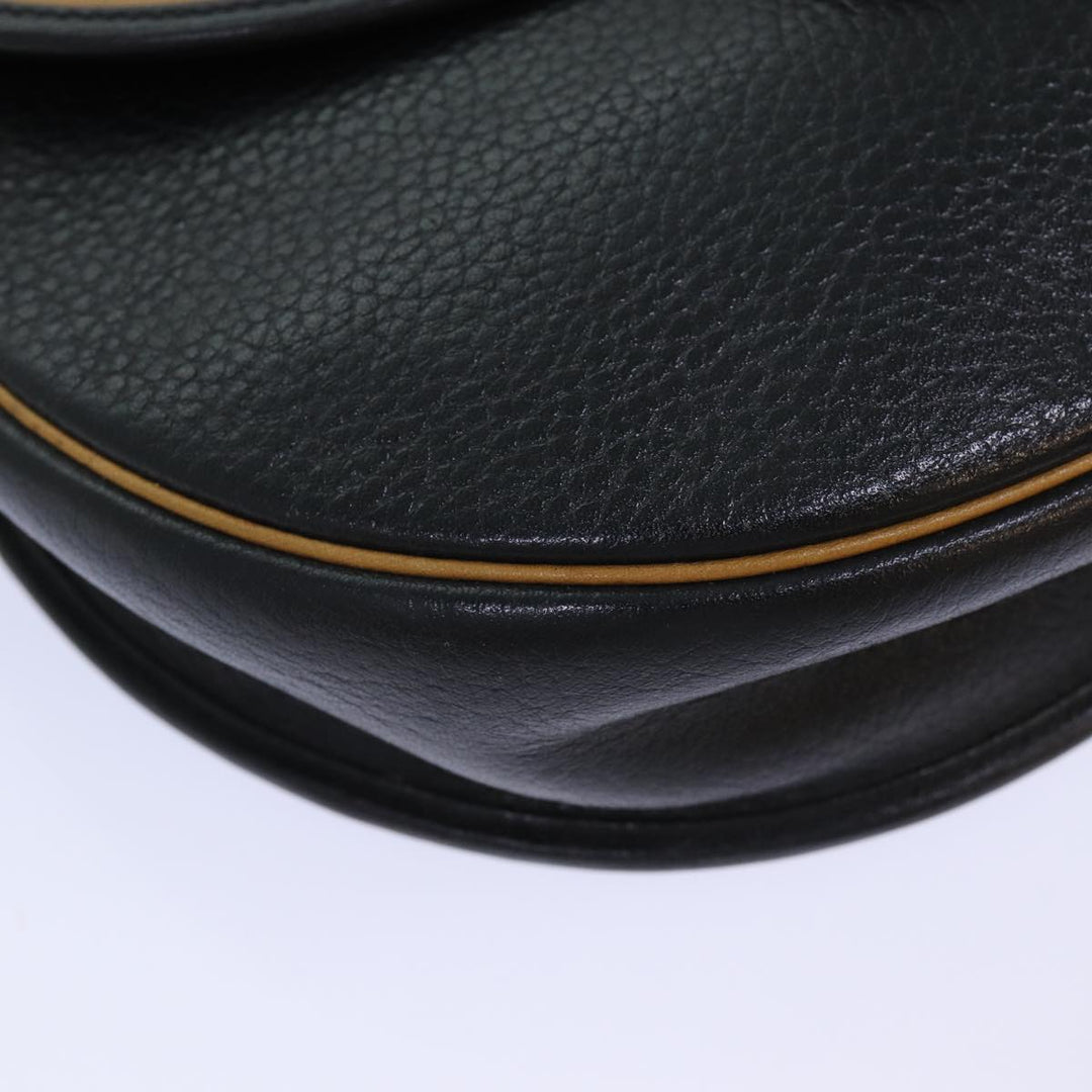 CHRISTIAN Top quality Dior Shoulder Bag Leather Black Brown Auth ti1796