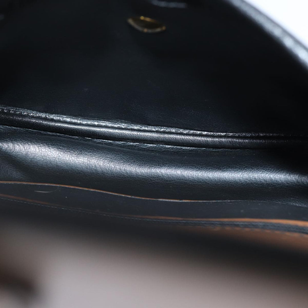 CHRISTIAN Top quality Dior Shoulder Bag Leather Black Brown Auth ti1796