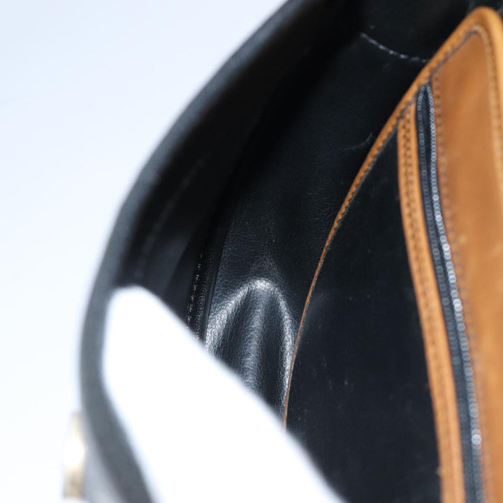 CHRISTIAN Top quality Dior Shoulder Bag Leather Black Brown Auth ti1796