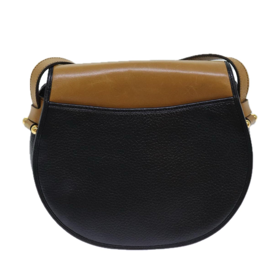 CHRISTIAN Top quality Dior Shoulder Bag Leather Black Brown Auth ti1796
