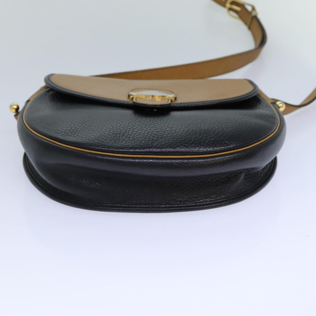 CHRISTIAN Top quality Dior Shoulder Bag Leather Black Brown Auth ti1796