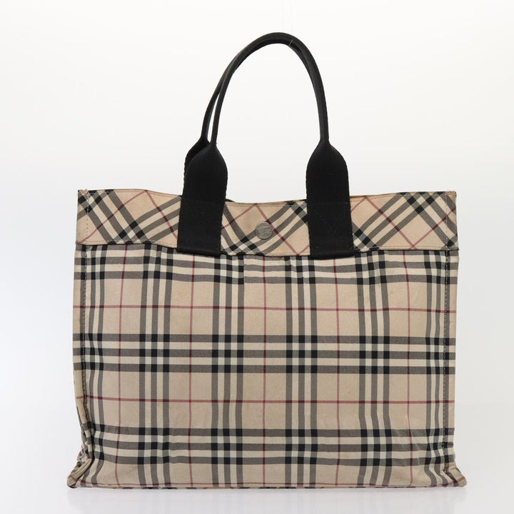 Burberry s Nova Check Blue Label Hand Bag Canvas 2Set Black Auth ti1803