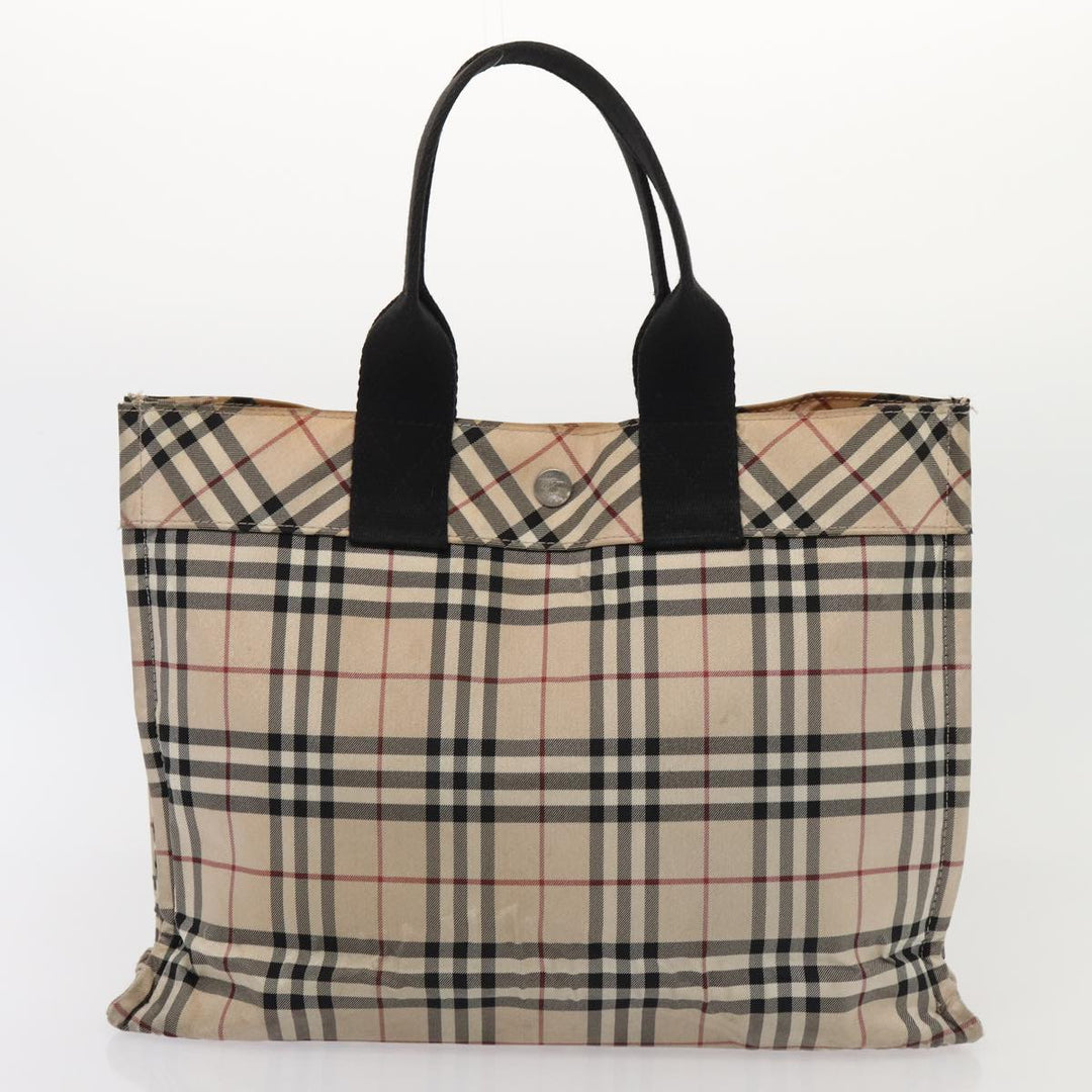 Burberry s Nova Check Blue Label Hand Bag Canvas 2Set Black Auth ti1803