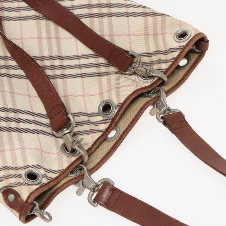 Burberry Nova Check Tote Bag Nylon Beige Pink Auth ti1804