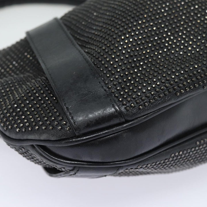 Burberry Studs Shoulder Bag Leather Black Auth ti1805