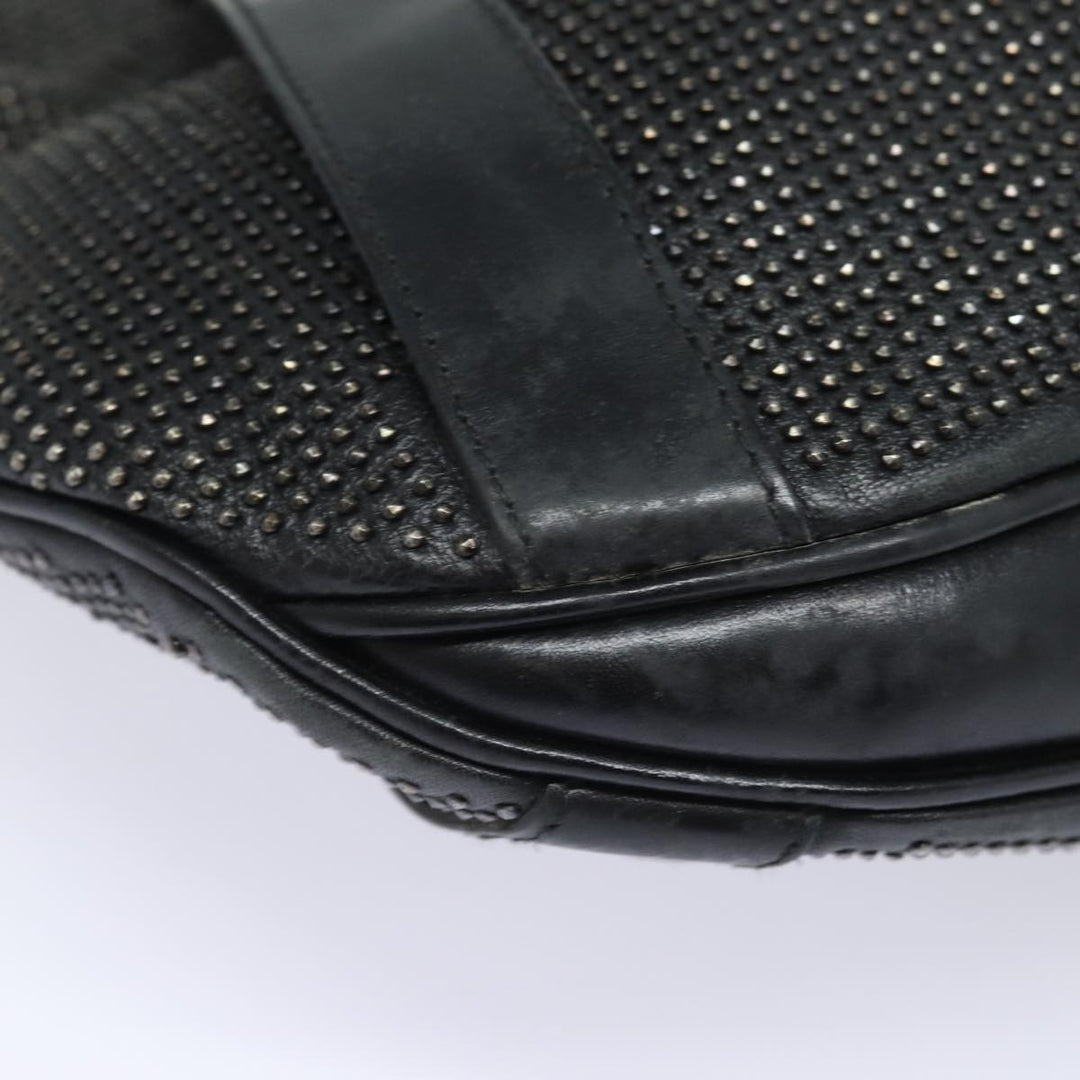 Burberry Studs Shoulder Bag Leather Black Auth ti1805
