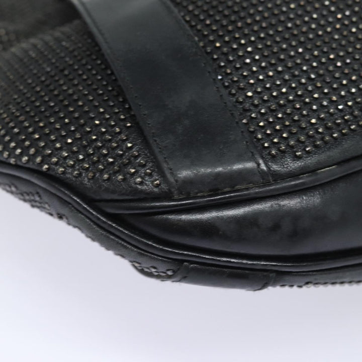 Burberry Studs Shoulder Bag Leather Black Auth ti1805