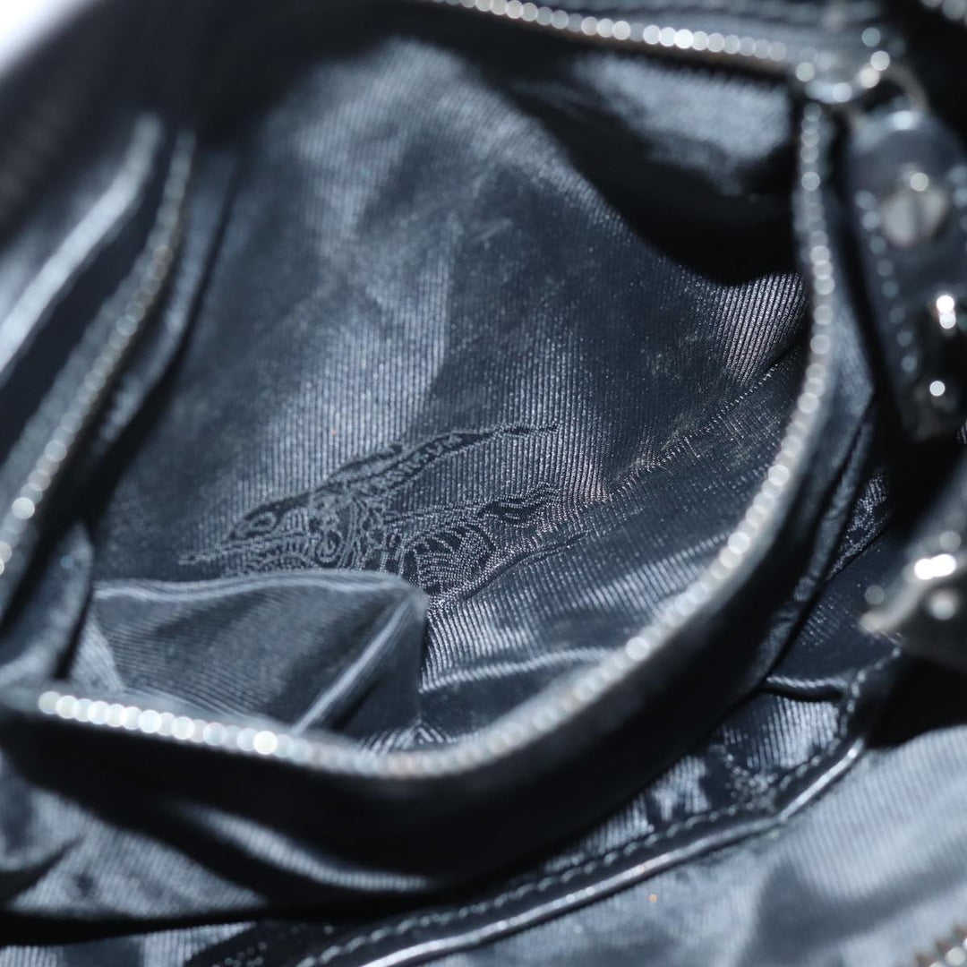 Burberry Studs Shoulder Bag Leather Black Auth ti1805