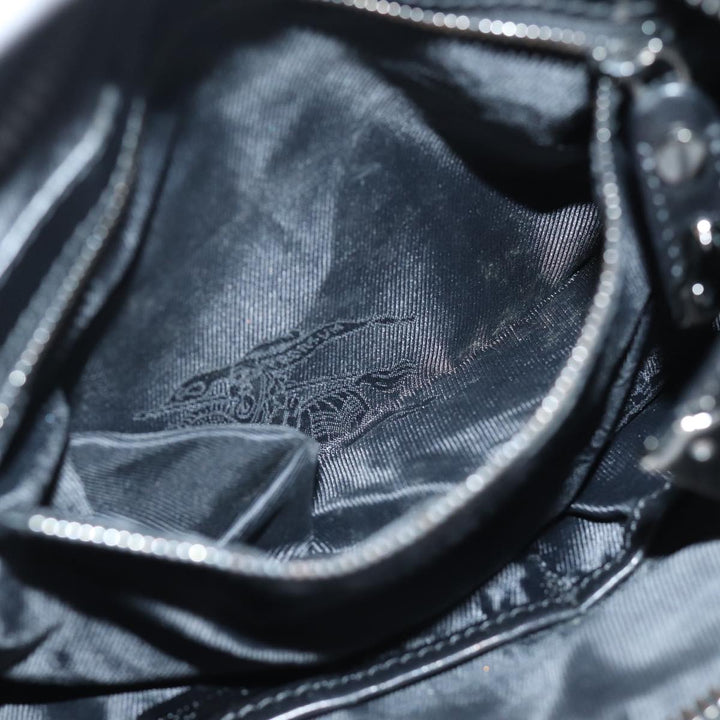 Burberry Studs Shoulder Bag Leather Black Auth ti1805