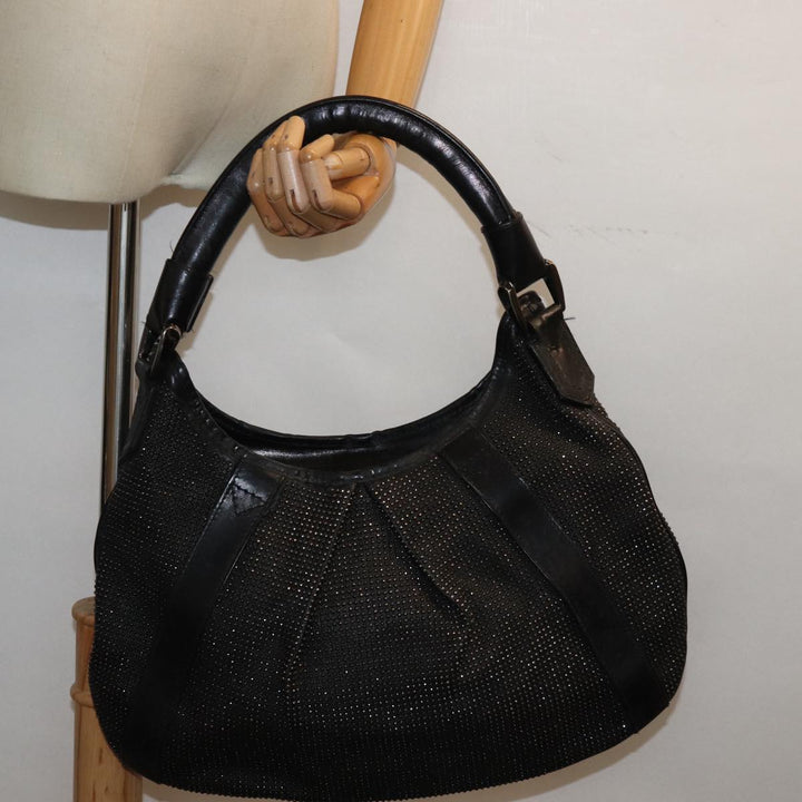 Burberry Studs Shoulder Bag Leather Black Auth ti1805