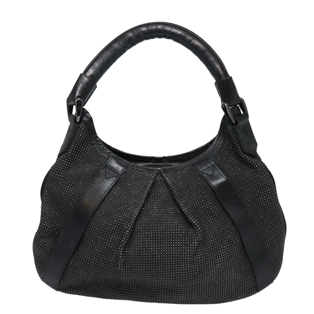 Burberry Studs Shoulder Bag Leather Black Auth ti1805