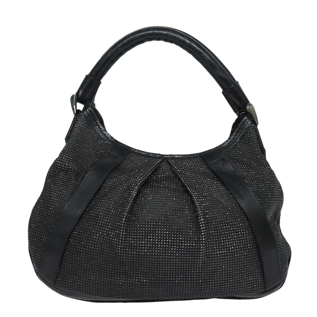 Burberry Studs Shoulder Bag Leather Black Auth ti1805