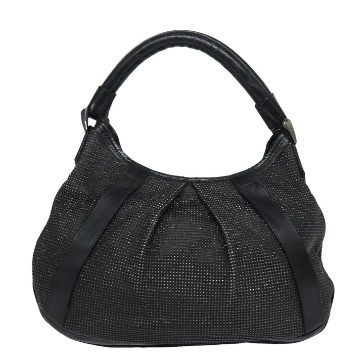 Burberry Studs Shoulder Bag Leather Black Auth ti1805