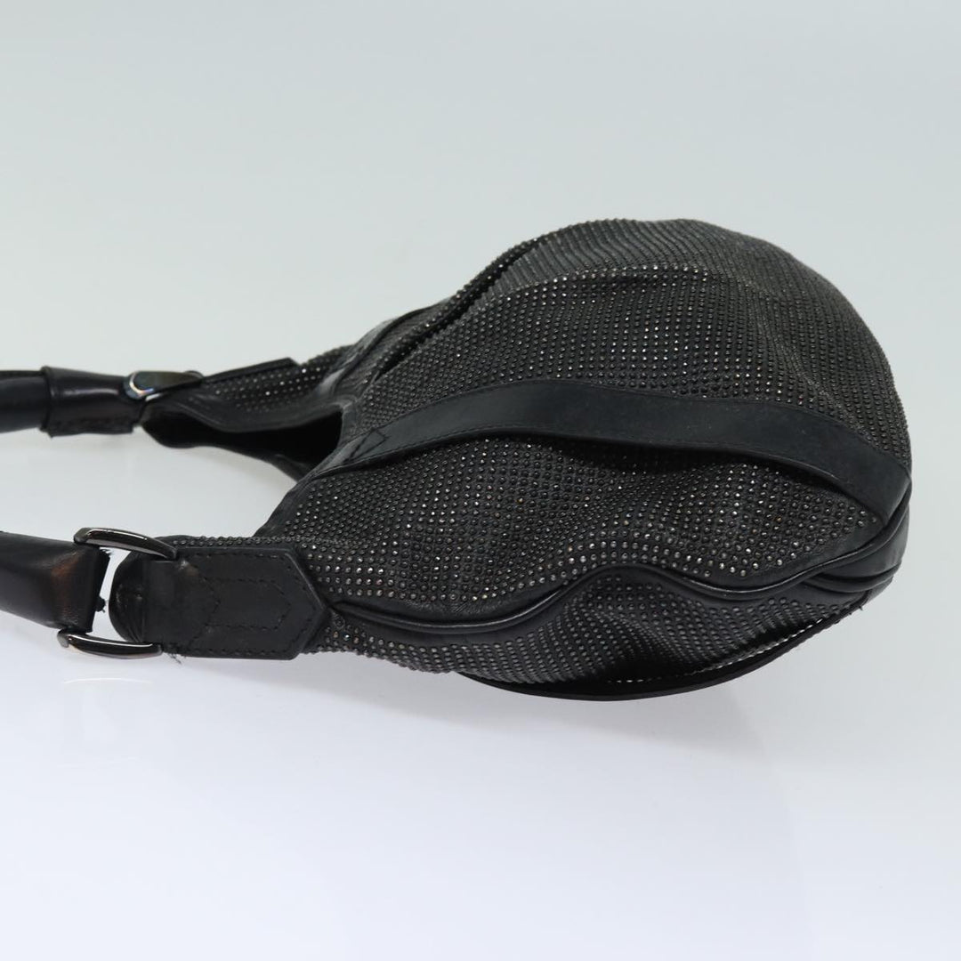 Burberry Studs Shoulder Bag Leather Black Auth ti1805