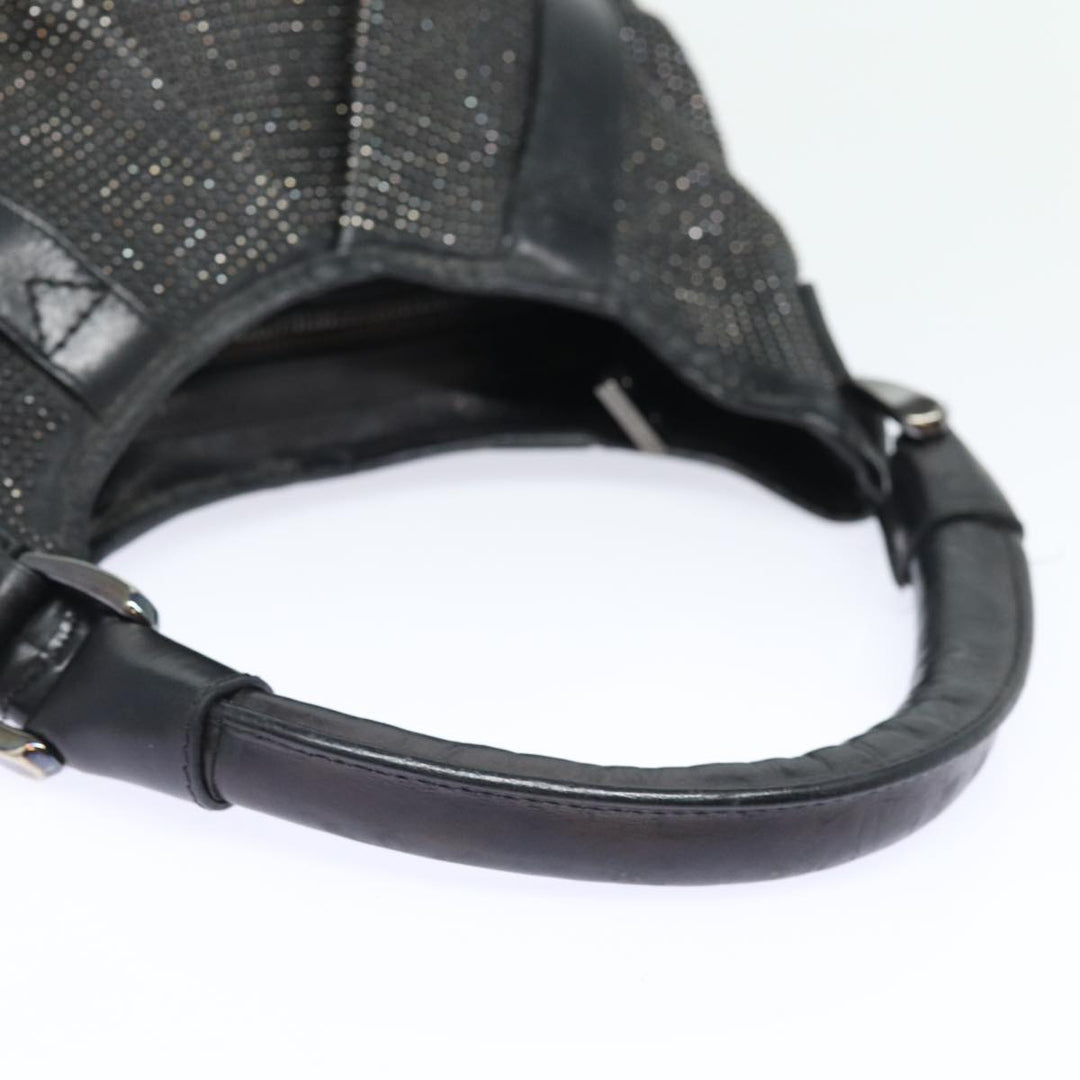 Burberry Studs Shoulder Bag Leather Black Auth ti1805