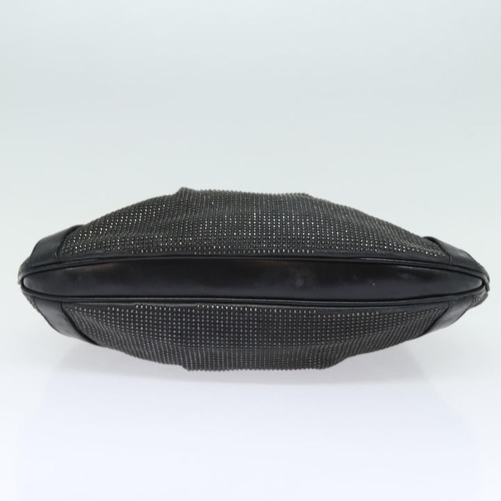 Burberry Studs Shoulder Bag Leather Black Auth ti1805