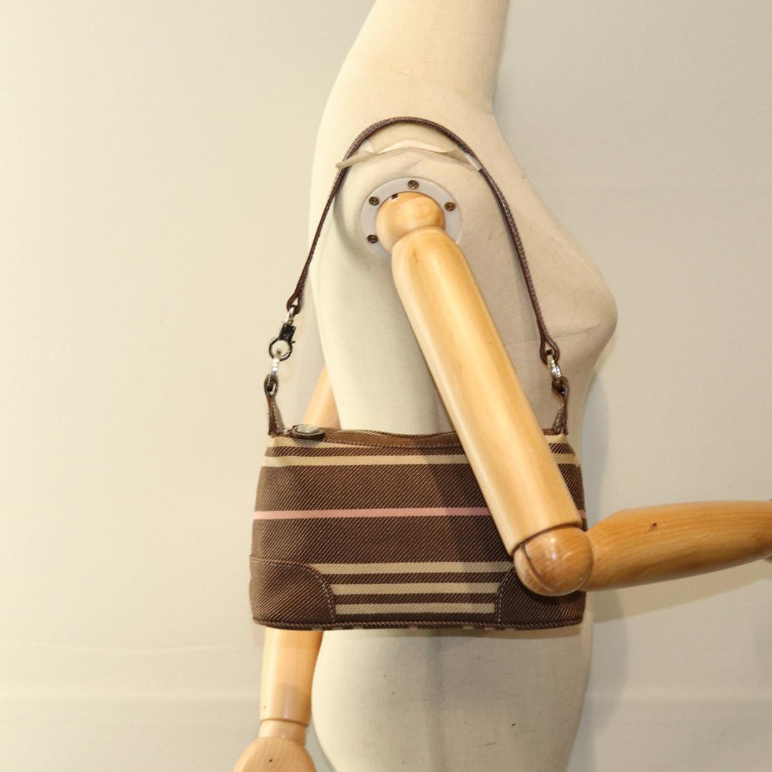Burberry Nova Check Blue Label Hand Bag Canvas Brown Auth ti1813