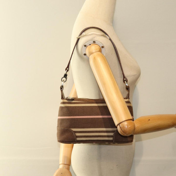 Burberry Nova Check Blue Label Hand Bag Canvas Brown Auth ti1813