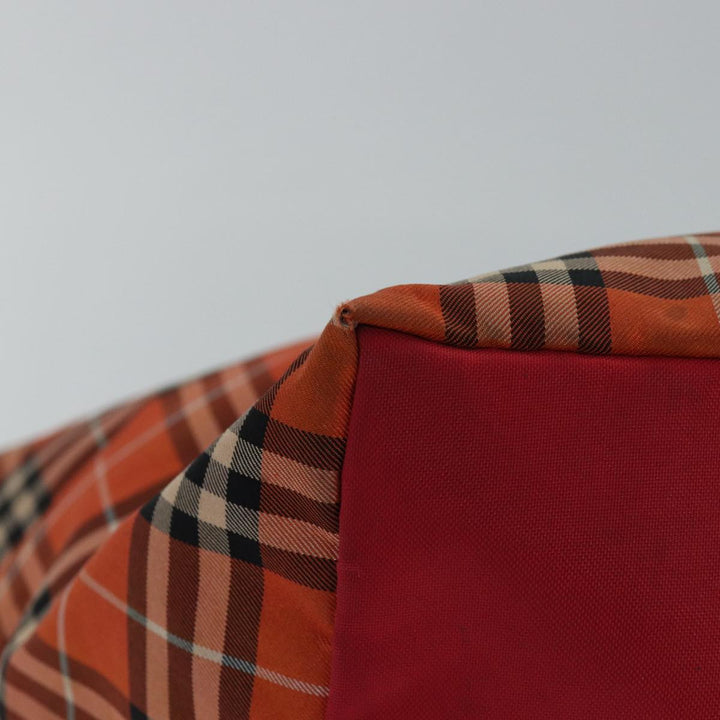 Burberry Nova Check Blue Label Tote Bag Nylon Leather Orange Brown Auth ti1814