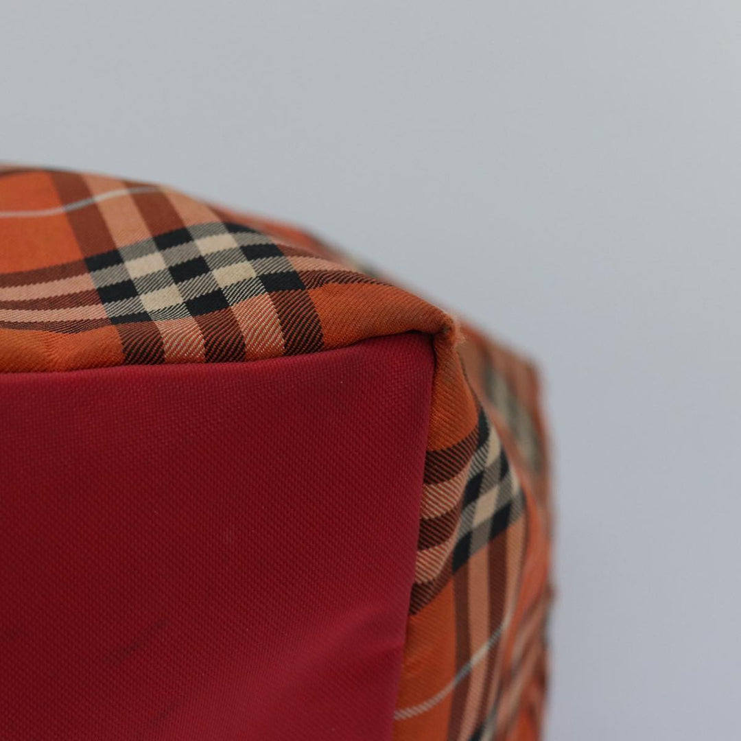 Burberry Nova Check Blue Label Tote Bag Nylon Leather Orange Brown Auth ti1814