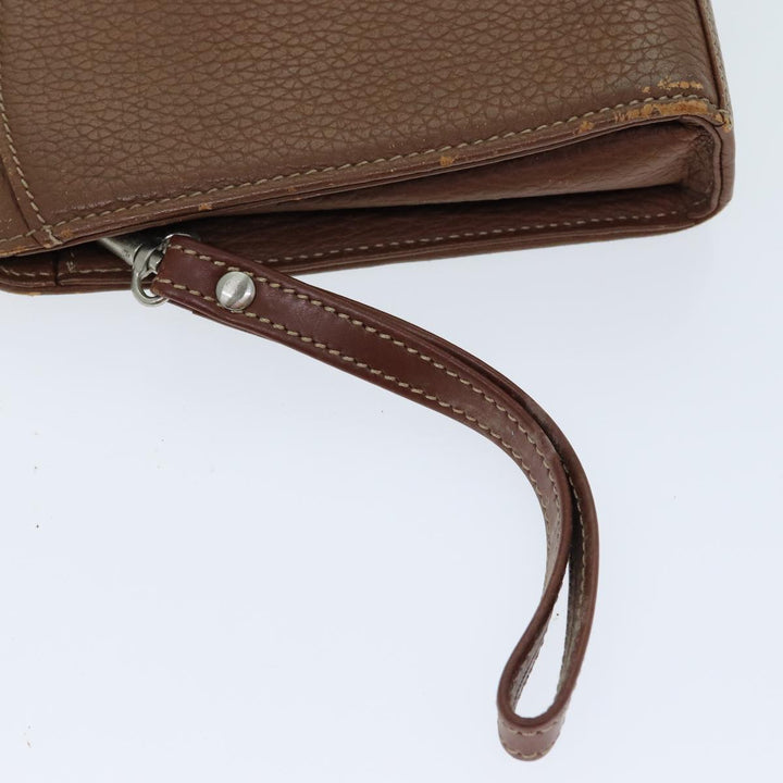 Burberry Clutch Bag Leather Brown Auth ti1816