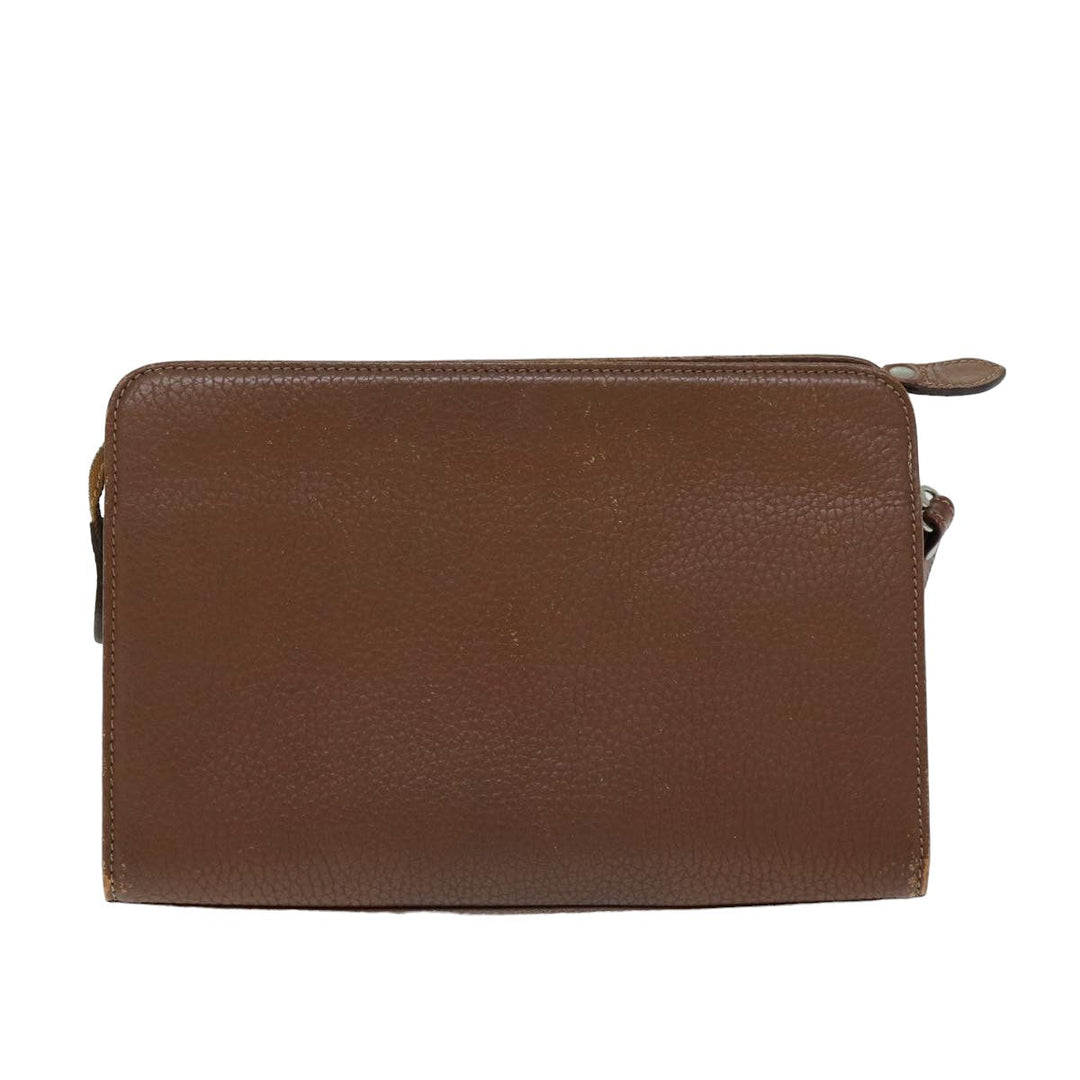 Burberry Clutch Bag Leather Brown Auth ti1816