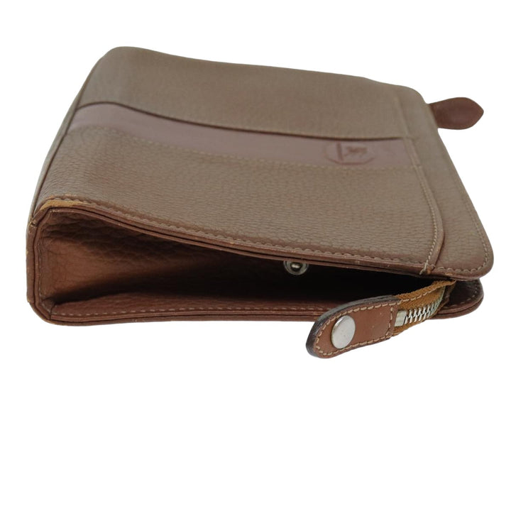 Burberry Clutch Bag Leather Brown Auth ti1816