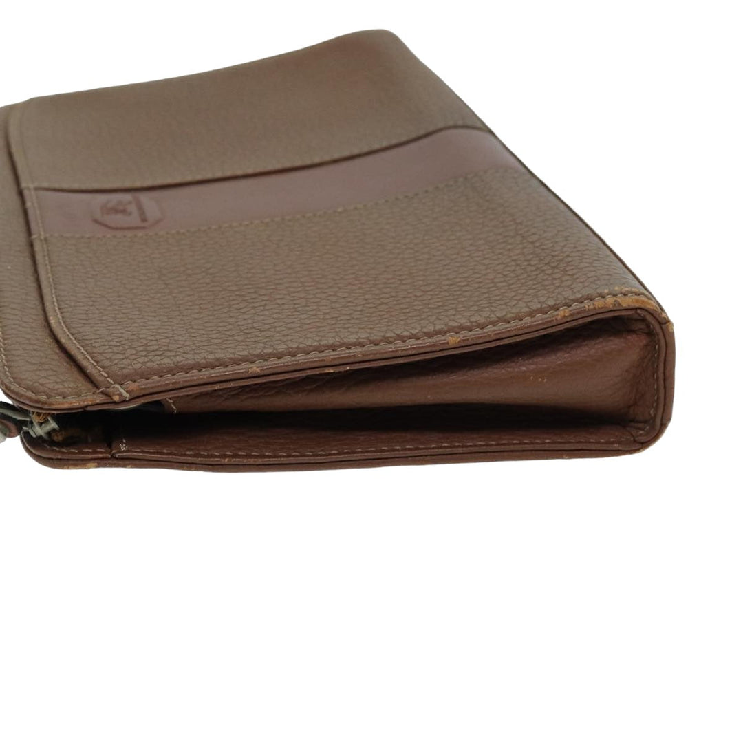 Burberry Clutch Bag Leather Brown Auth ti1816