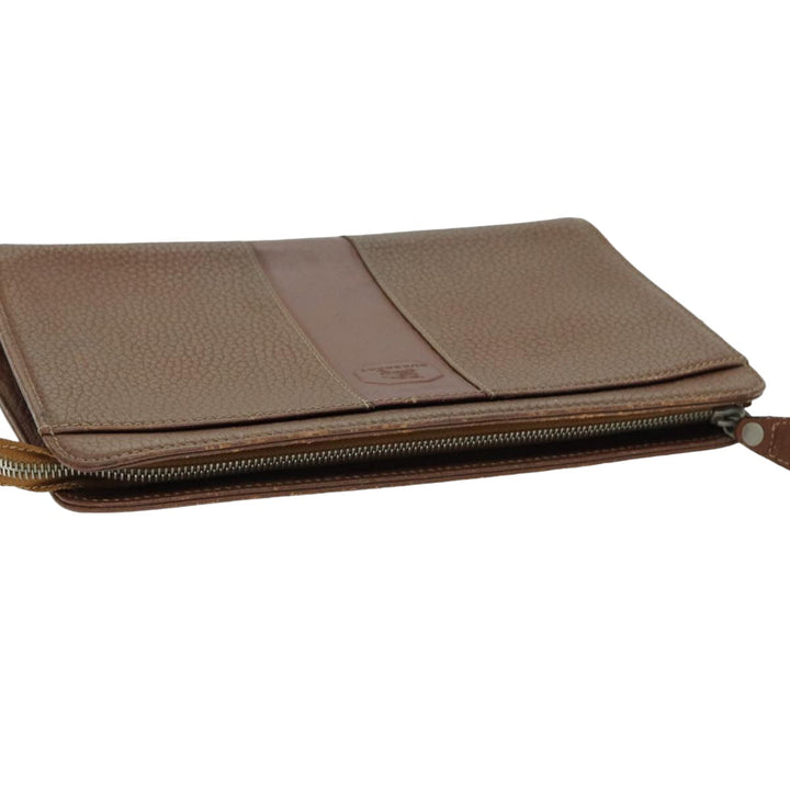 Burberry Clutch Bag Leather Brown Auth ti1816