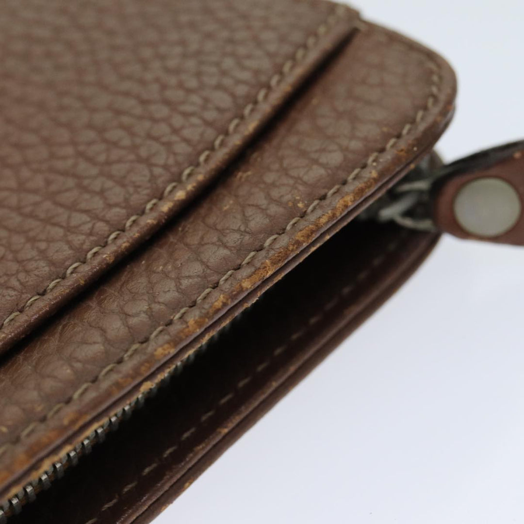 Burberry Clutch Bag Leather Brown Auth ti1816