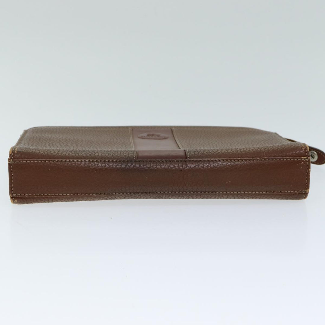 Burberry Clutch Bag Leather Brown Auth ti1816