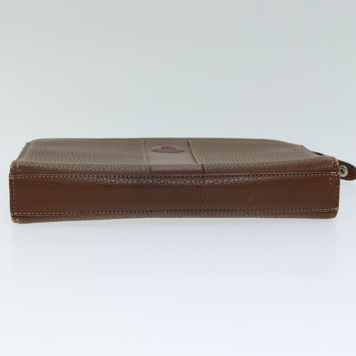 Burberry Clutch Bag Leather Brown Auth ti1816